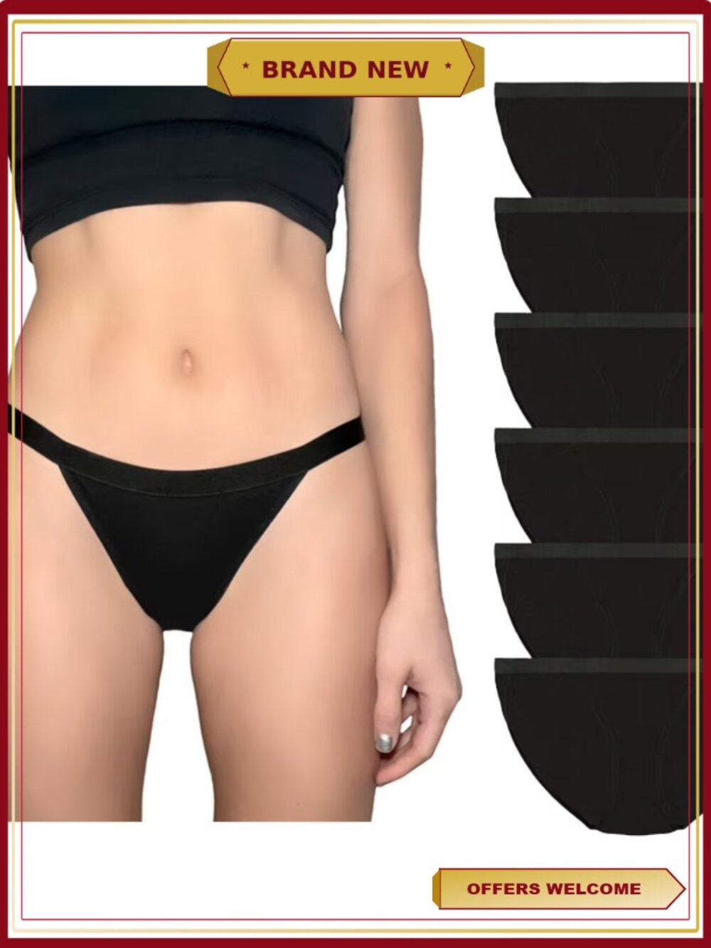 95% Cotton High Cut Cheeky Panties 6 Pack Women String Bikini